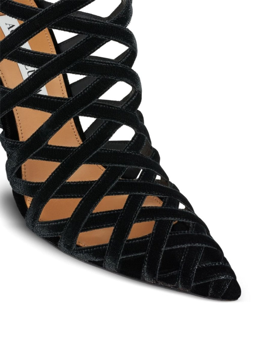 Aquazzura Interwoven Velvet Ankle Boots