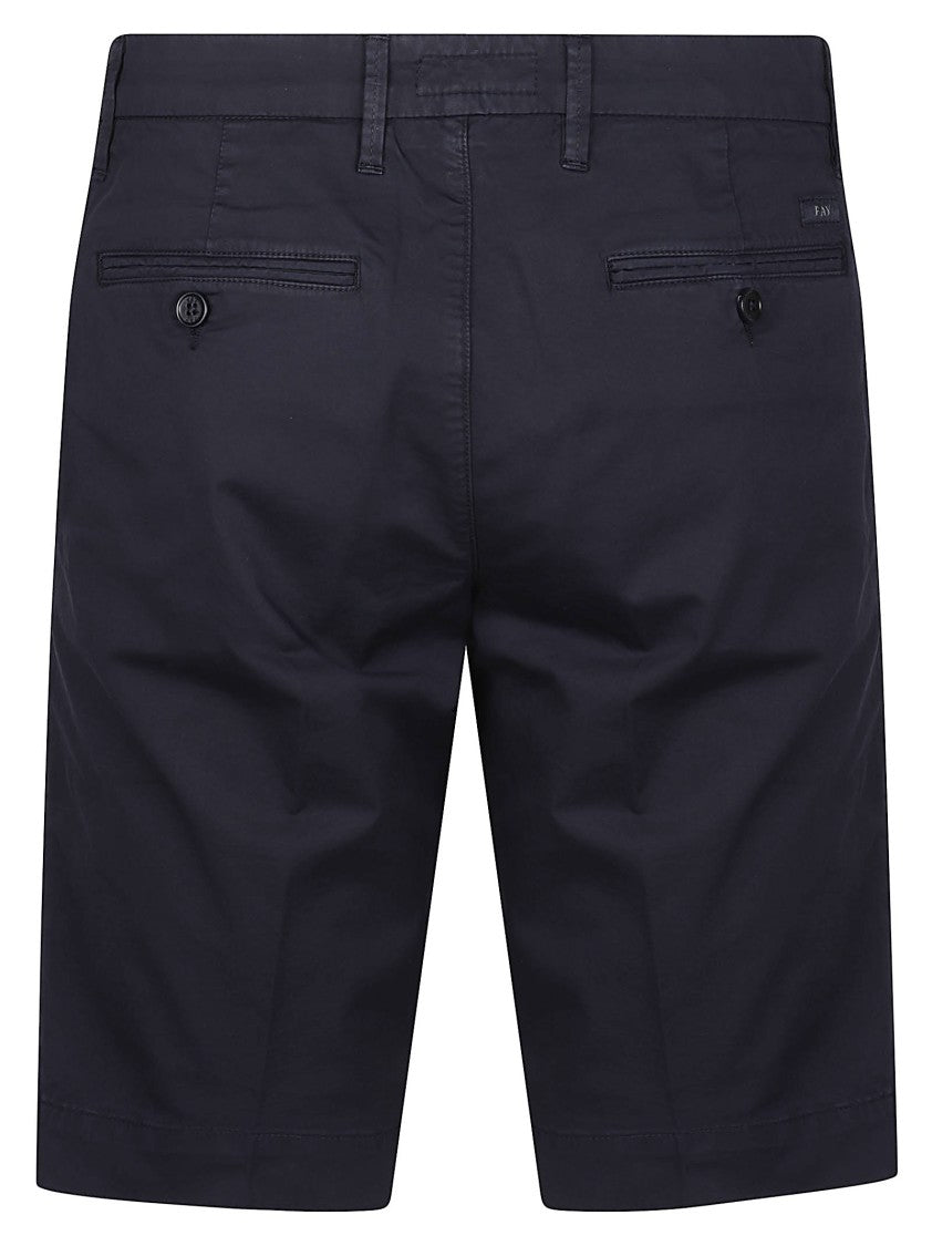 Fay Black Cotton Slim Chino Shorts