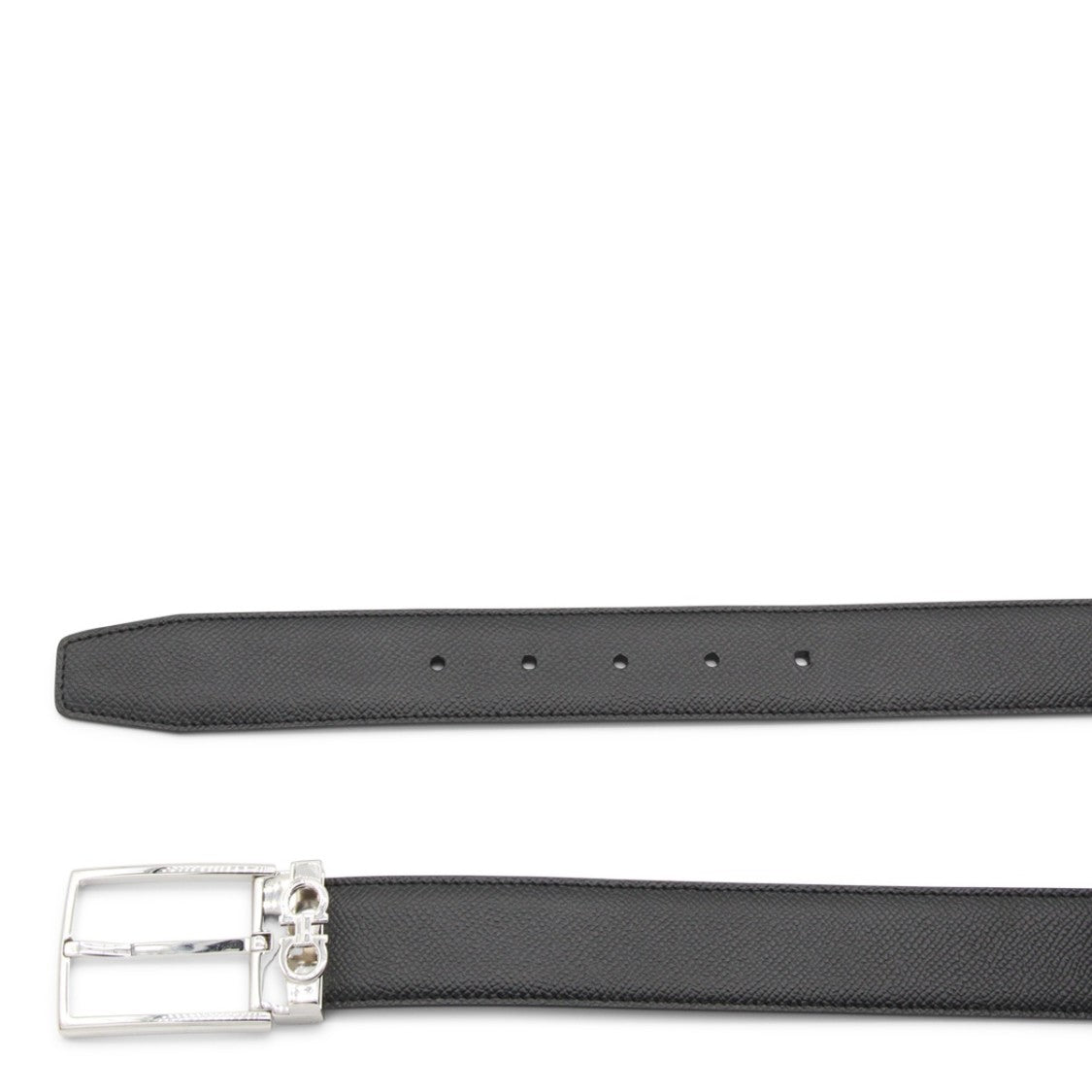 Ferragamo Black Leather Gancini Belt