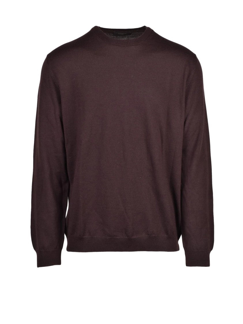 Slowear By Zanone Brown Virgin Wool Crewneck Sweater