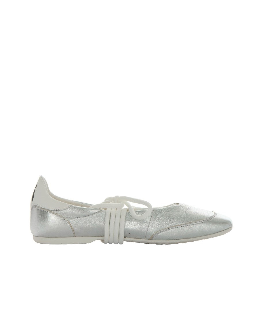 Patrizia Pepe Dancing Skin Laminated Silver Ballet Flats