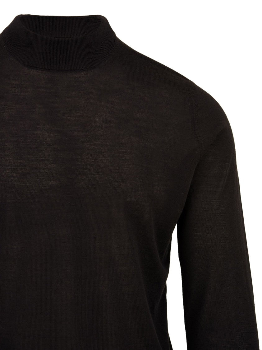Filippo De Laurentiis Elegant Black Merino Turtleneck Sweater