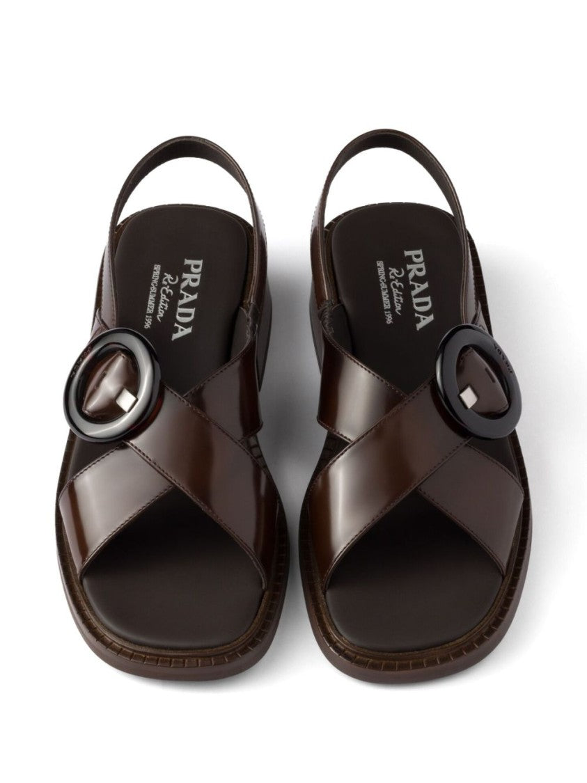 Prada Slingback Sandals With Crossed Straps