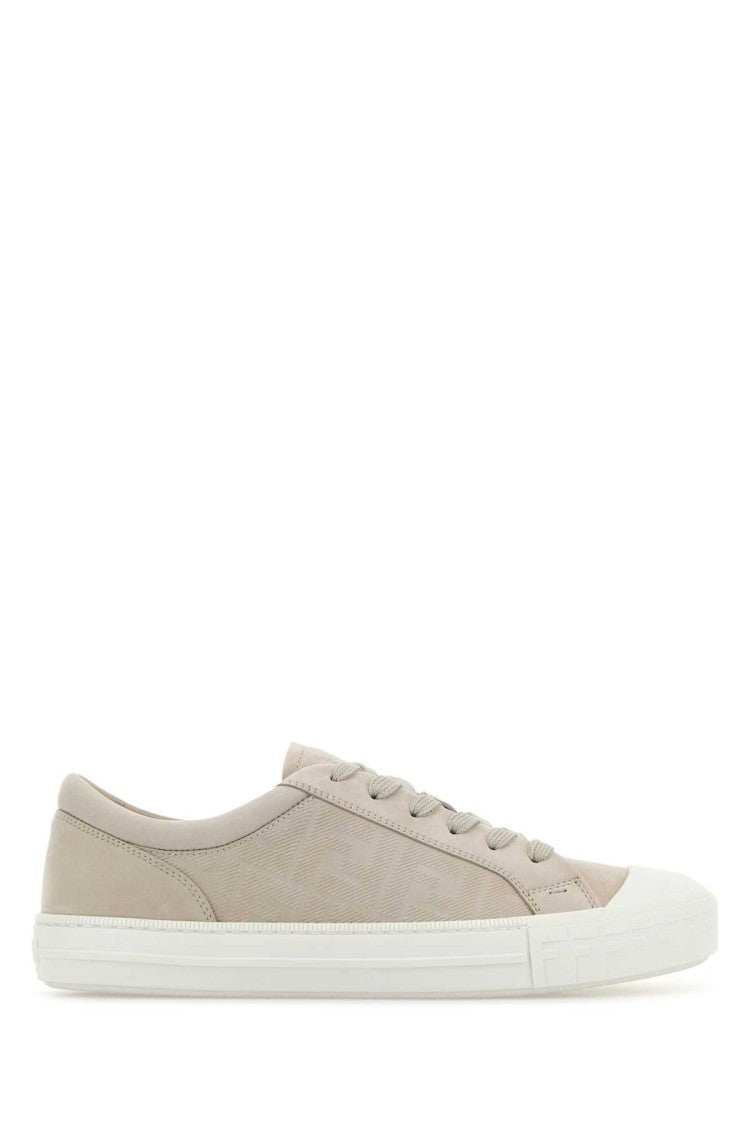 Fendi Light Grey Leather Domino Sneakers