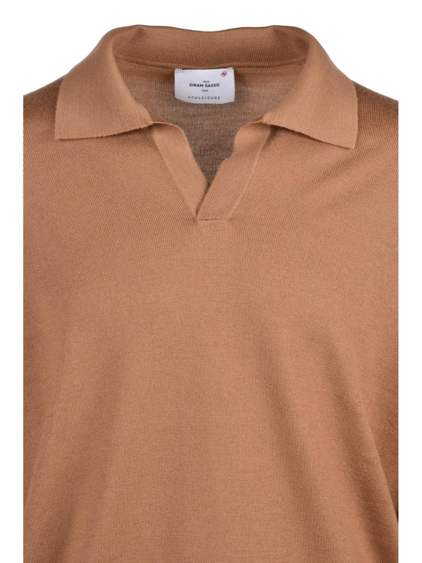 Gran Sasso Athleisure Brown Virgin Wool Polo Shirt