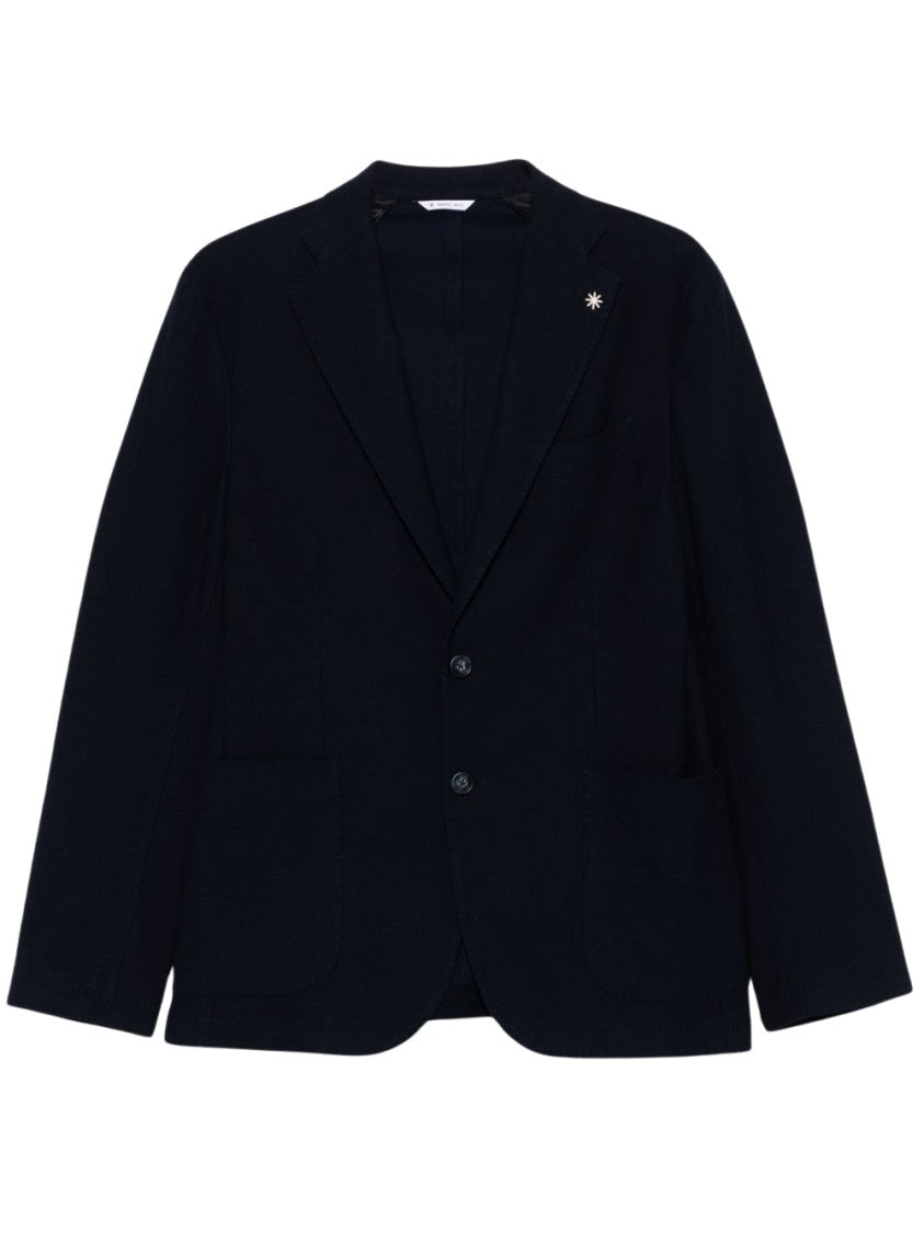 Manuel Ritz Tailored Navy Blue Cotton Jacket