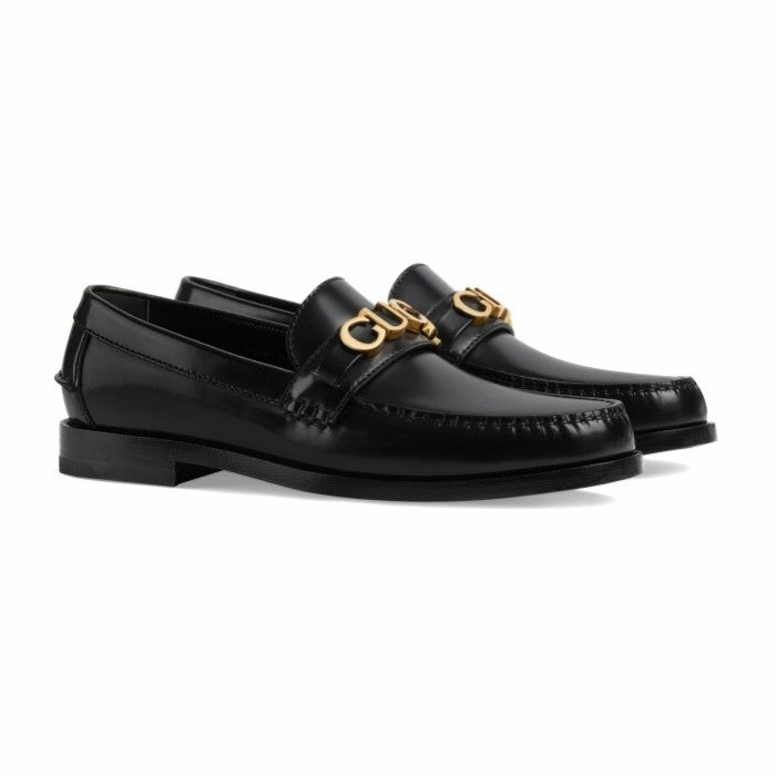 Gucci Leather Sneakers With Gold-Tone Logo Strap