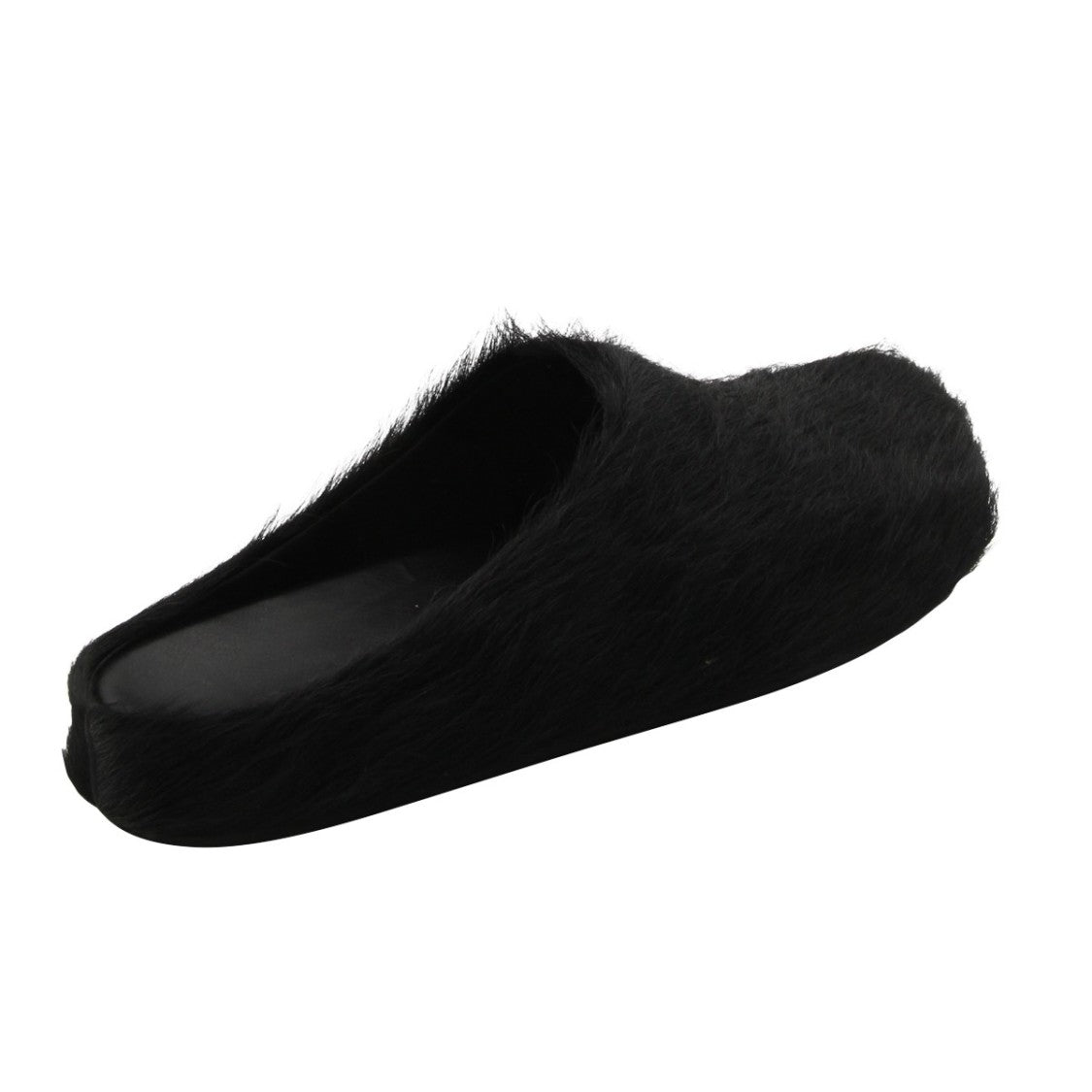Marni Plush Black Faux Fur Slip-On Sandals