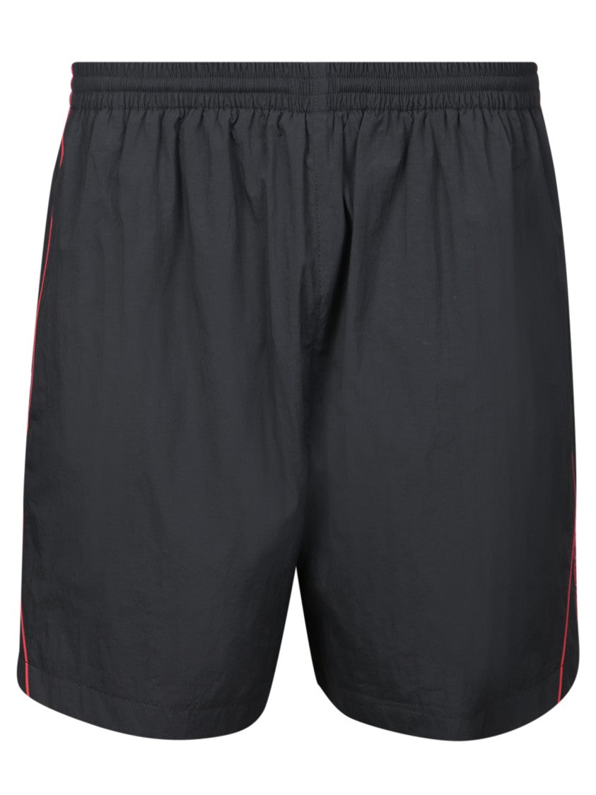 Balenciaga Relaxed-Fit Black Shorts With Red Detailing