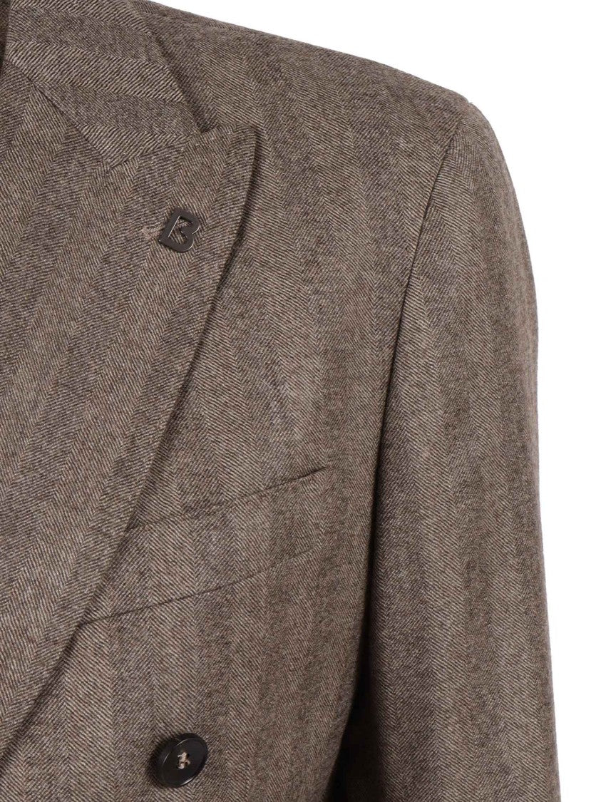 Breras Double-Breasted Virgin Wool Blazer With Herringbone Pattern