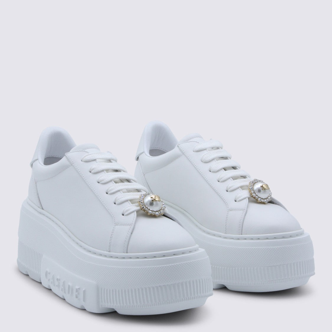 Casadei Minimalist White Sneakers With Smooth Upper