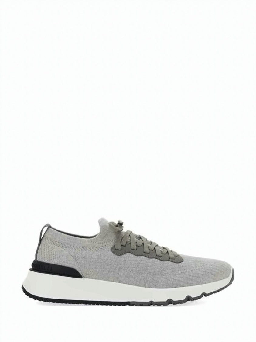 Brunello Cucinelli Knitted Cotton Runner With Semi-Polished Capskin Details