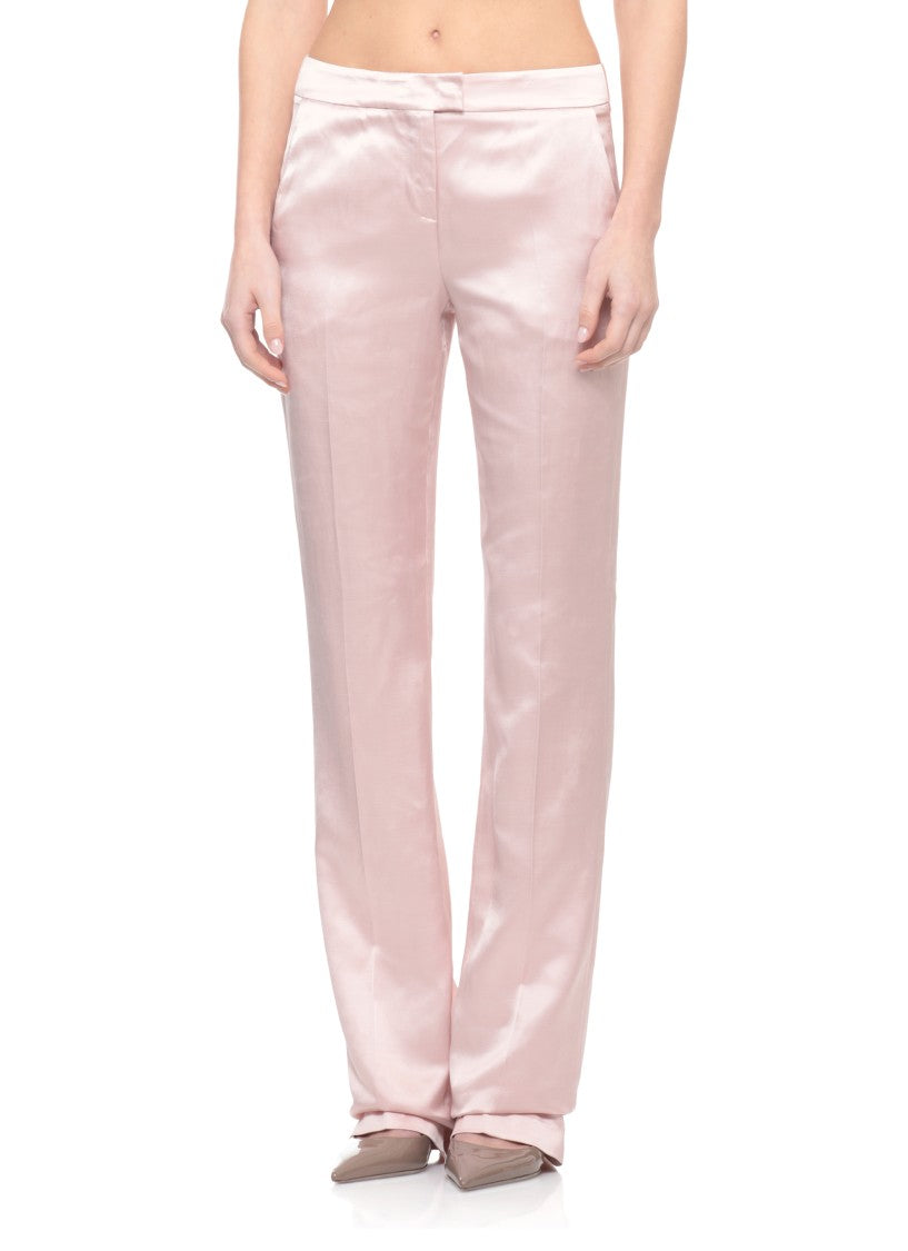 The Andamane Pink Gladys Satin Straight-Leg Pants