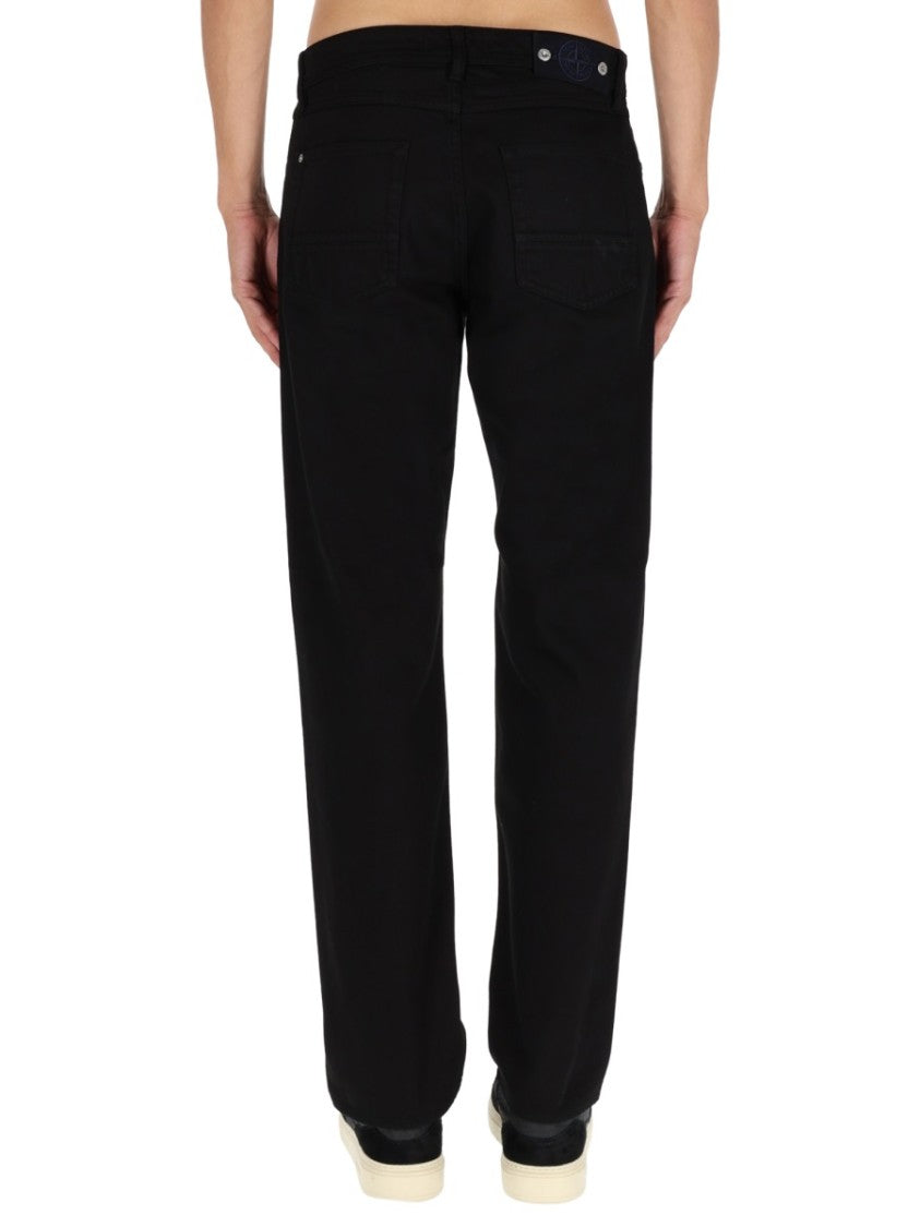 Stone Island Straight-Leg Black Trousers With Five-Pocket Design