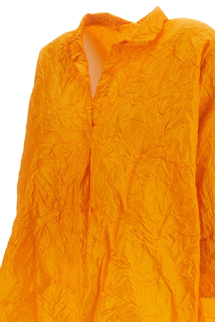 Daniela Gregis Orange Crinkled Washed Silk Shirt