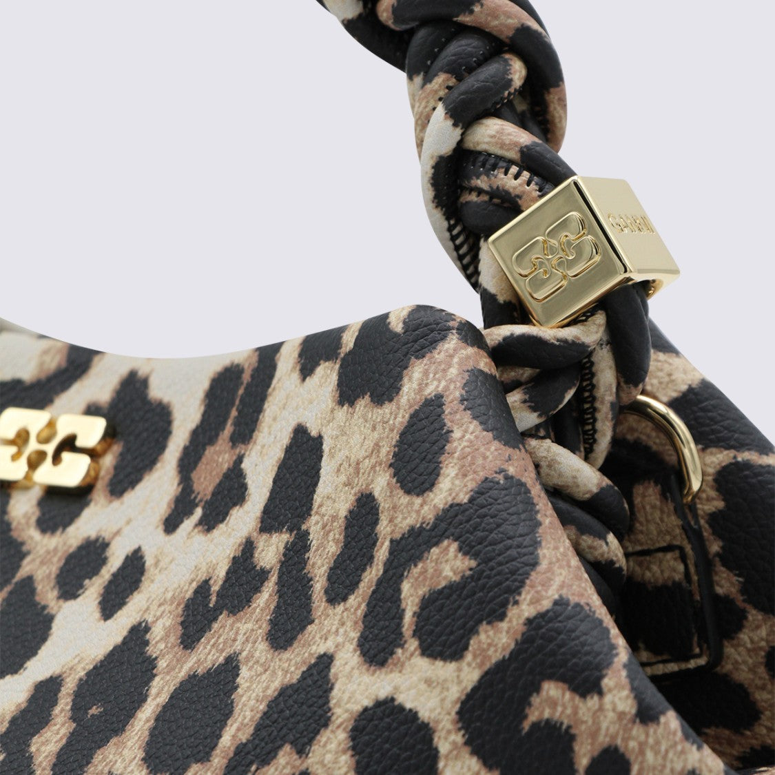 Ganni Leopard Top Handle Bag