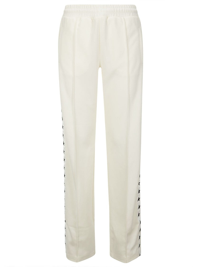 Golden Goose White Joggers With Star Motifs And Wide-Leg Silhouette