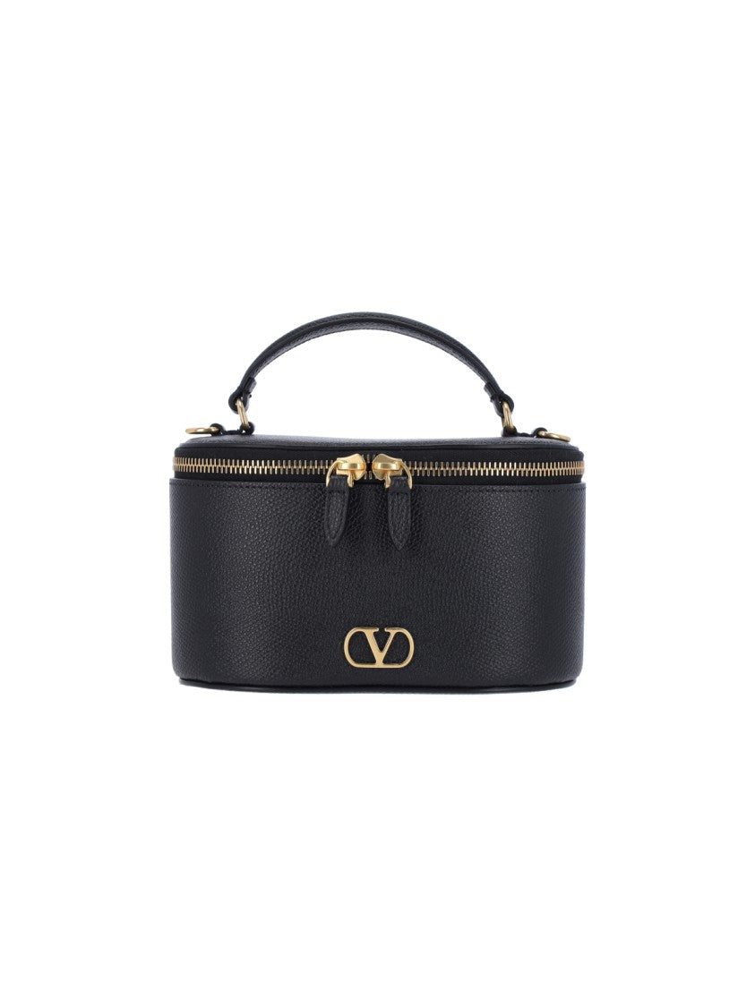 Valentino Garavani Black Calfskin "Vlogo Signature" Mini Vanity Bag