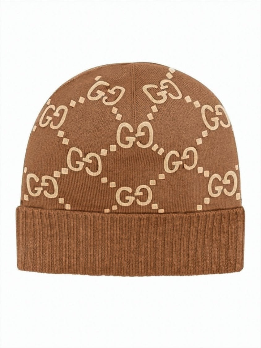 Gucci Jacquard Cashmere Beanie With Interlocking Logo Design