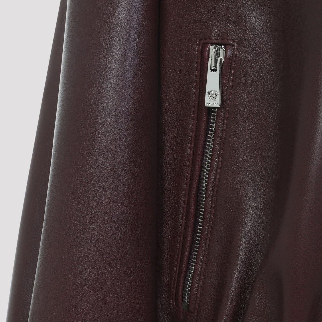 Versace Dark Burgundy Red Leather Bufalo Blouson