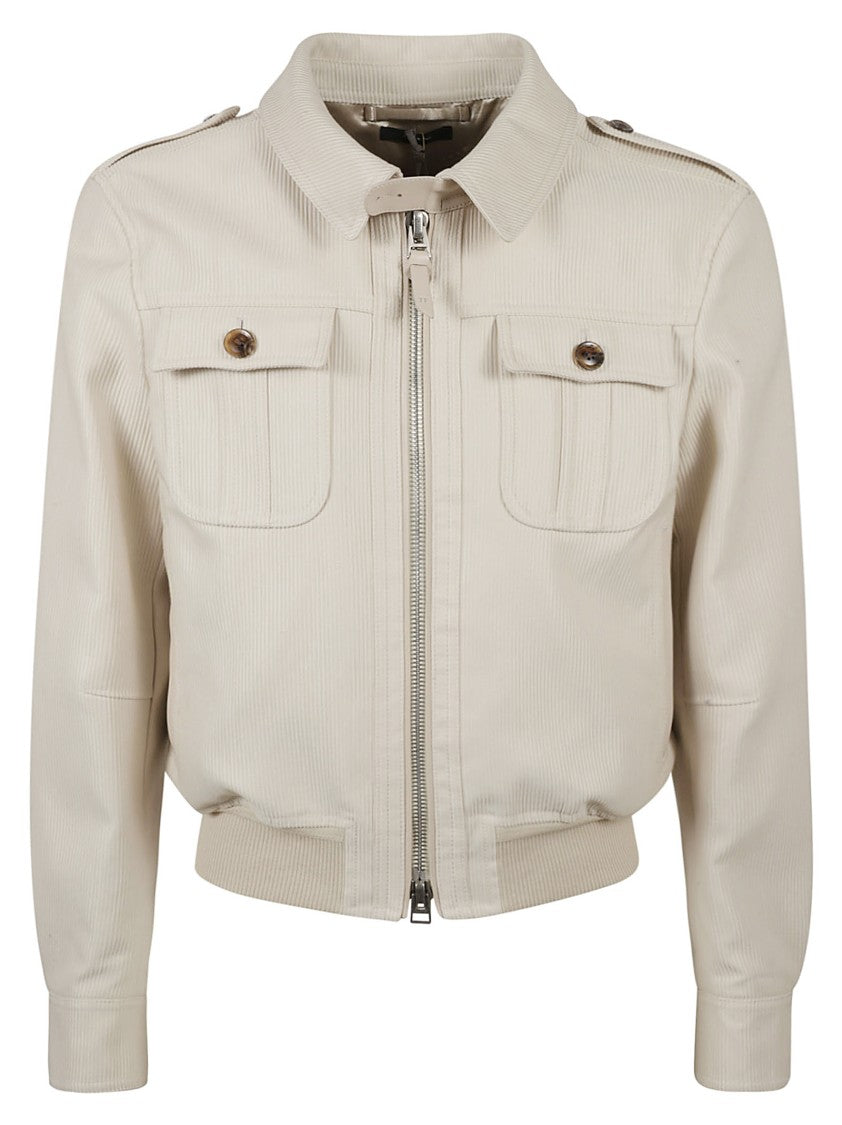 Tom Ford Structured Zip-Front Coat With Ribbed Texture