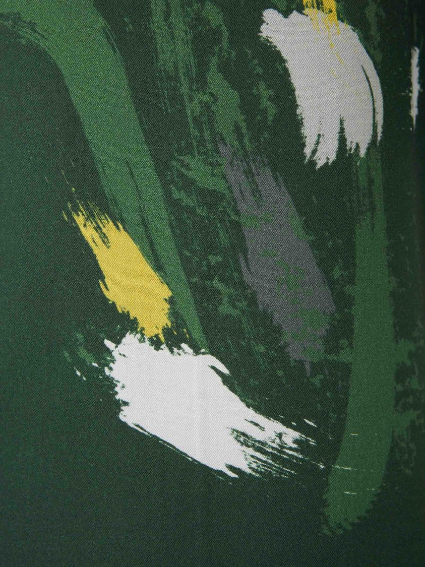 Officine Generale Short-Sleeved Satin Shirt With Watercolor Floral Motif