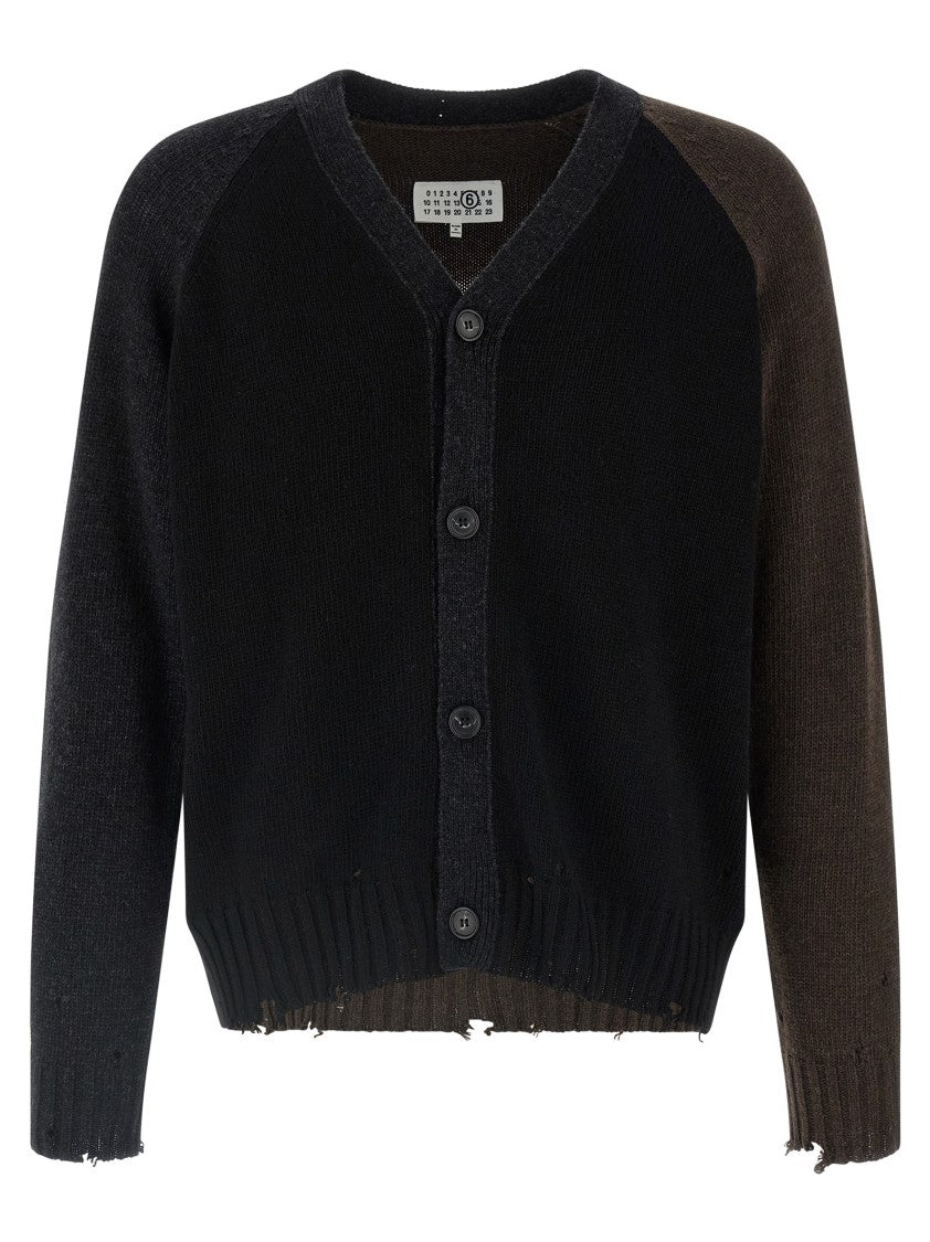 Mm6 By Maison Margiela Two-Tone Suede Patch Cardigan