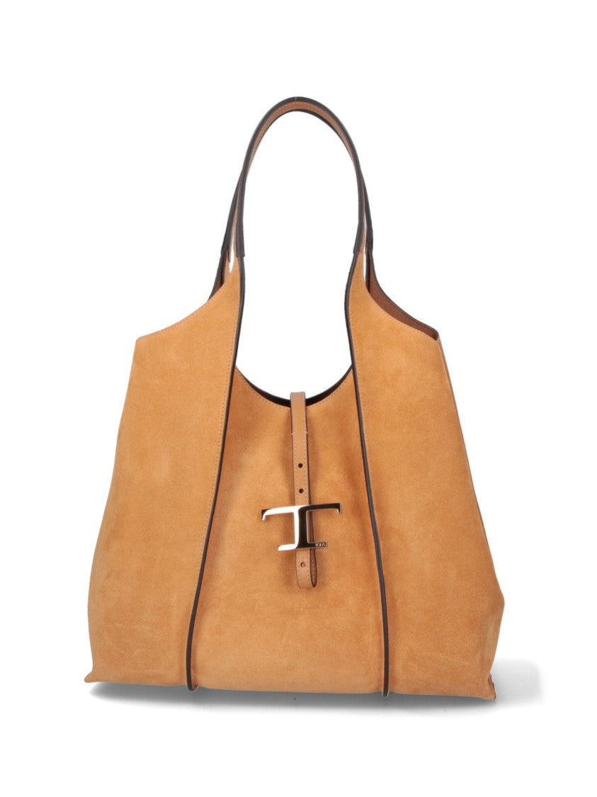Tod's Medium Suede Tote Bag With Gold-Tone Logo Buckle