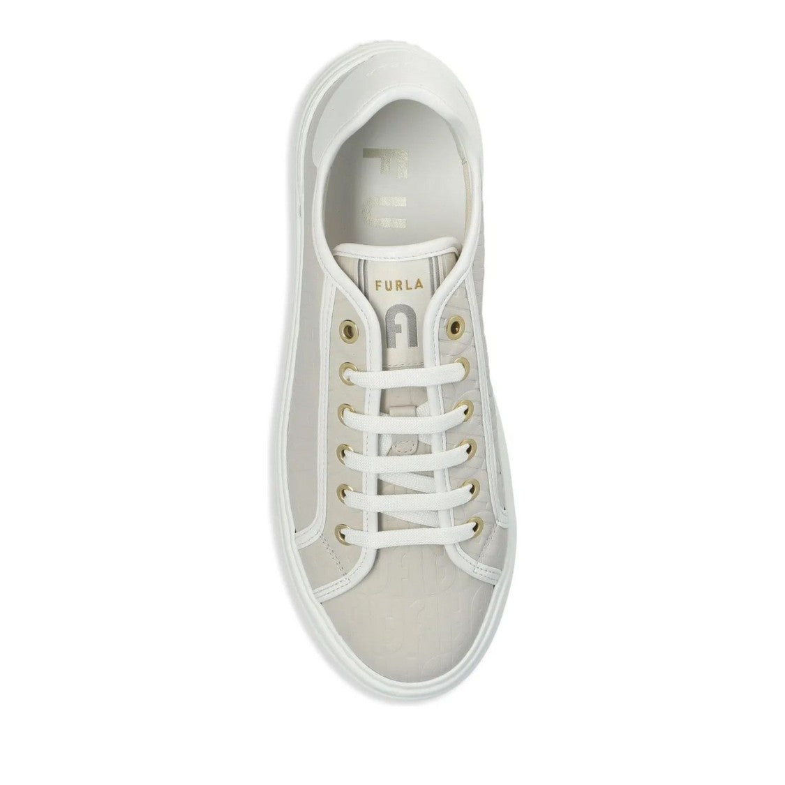 Furla Nuage Beige Embossed Pattern Leather Sneakers
