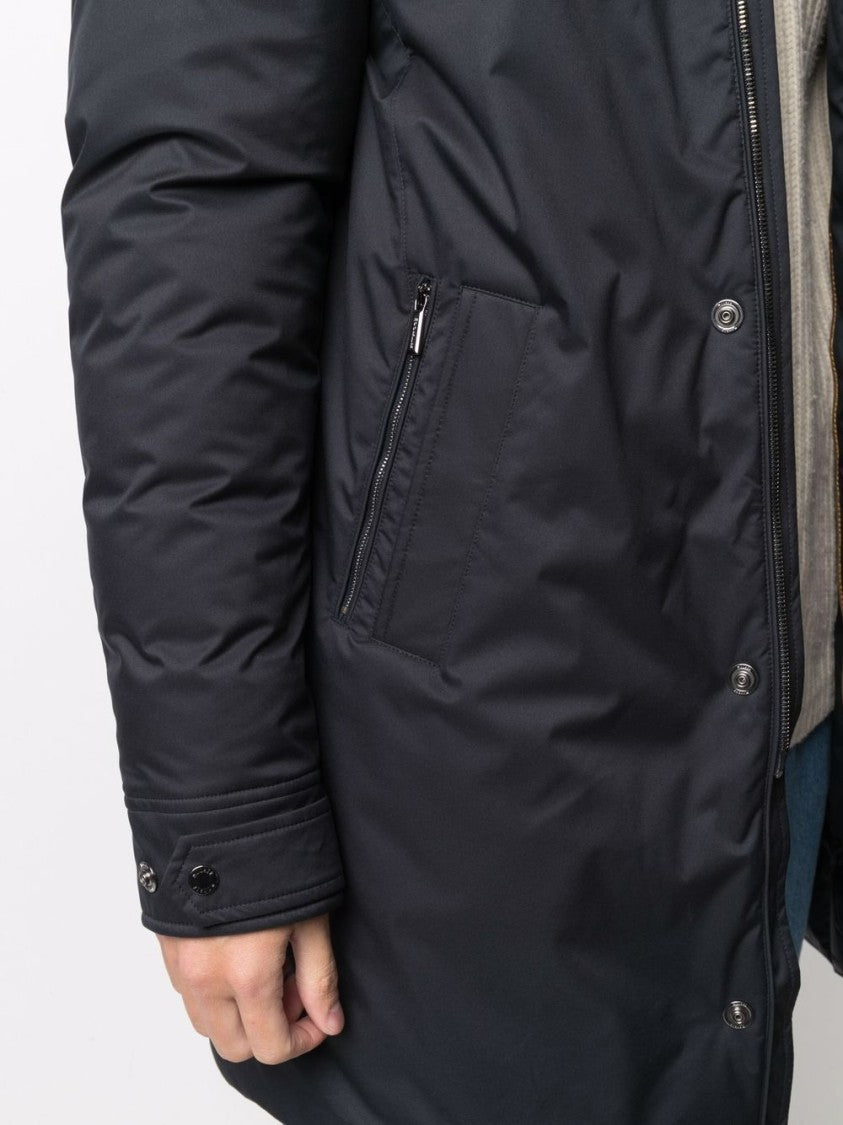 Moorer Navy-Blue Down-Feather Parka With Classic Hood