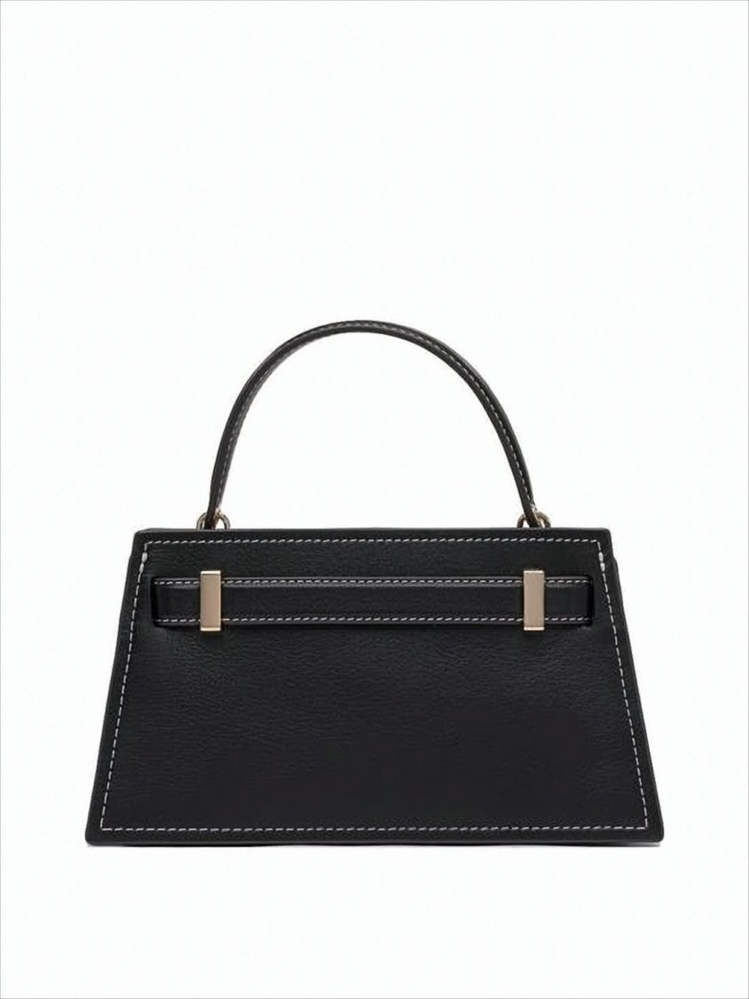 Tory Burch Structured Calf Leather Tote Bag With Gold-Tone Clasp