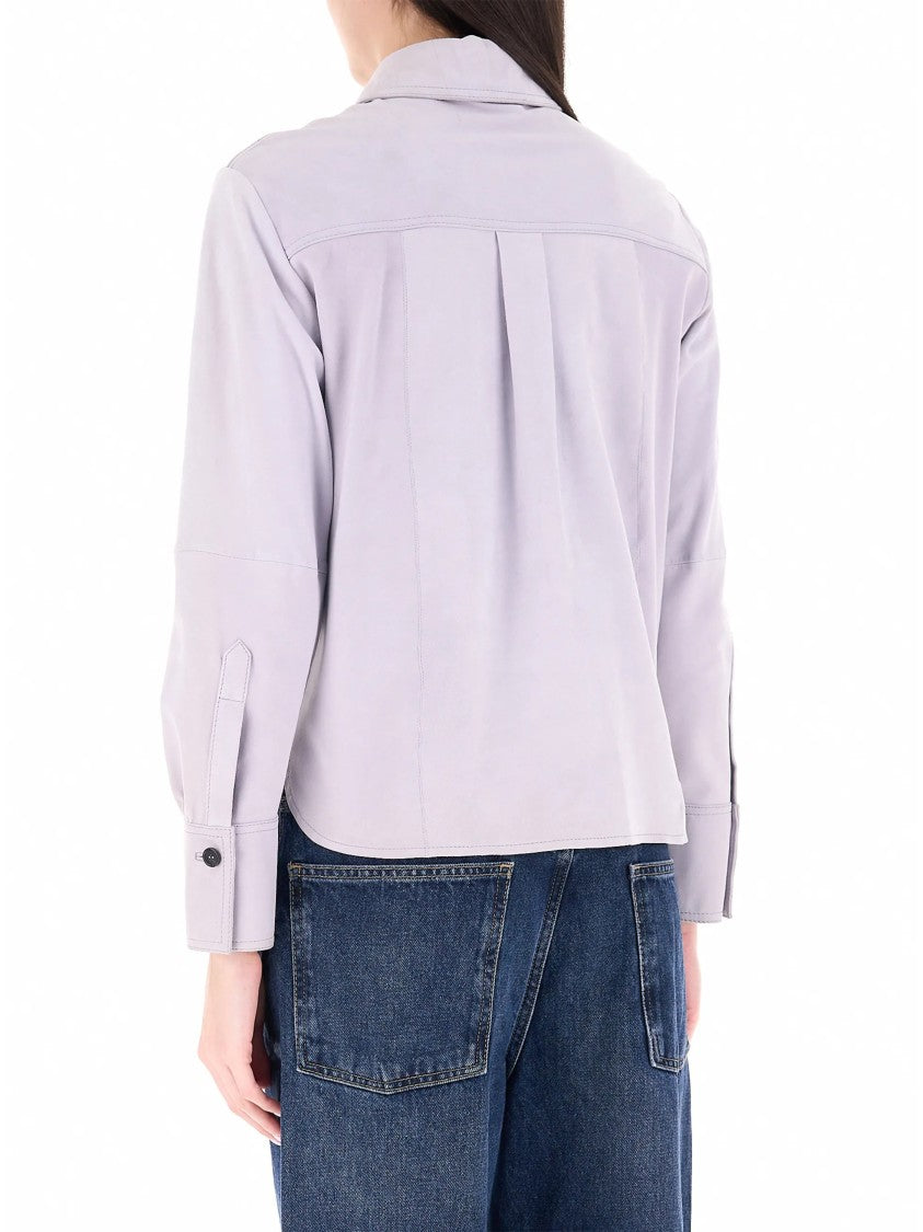 Marella Lavender Mllapogeo Cropped Cotton Shirt Jacket