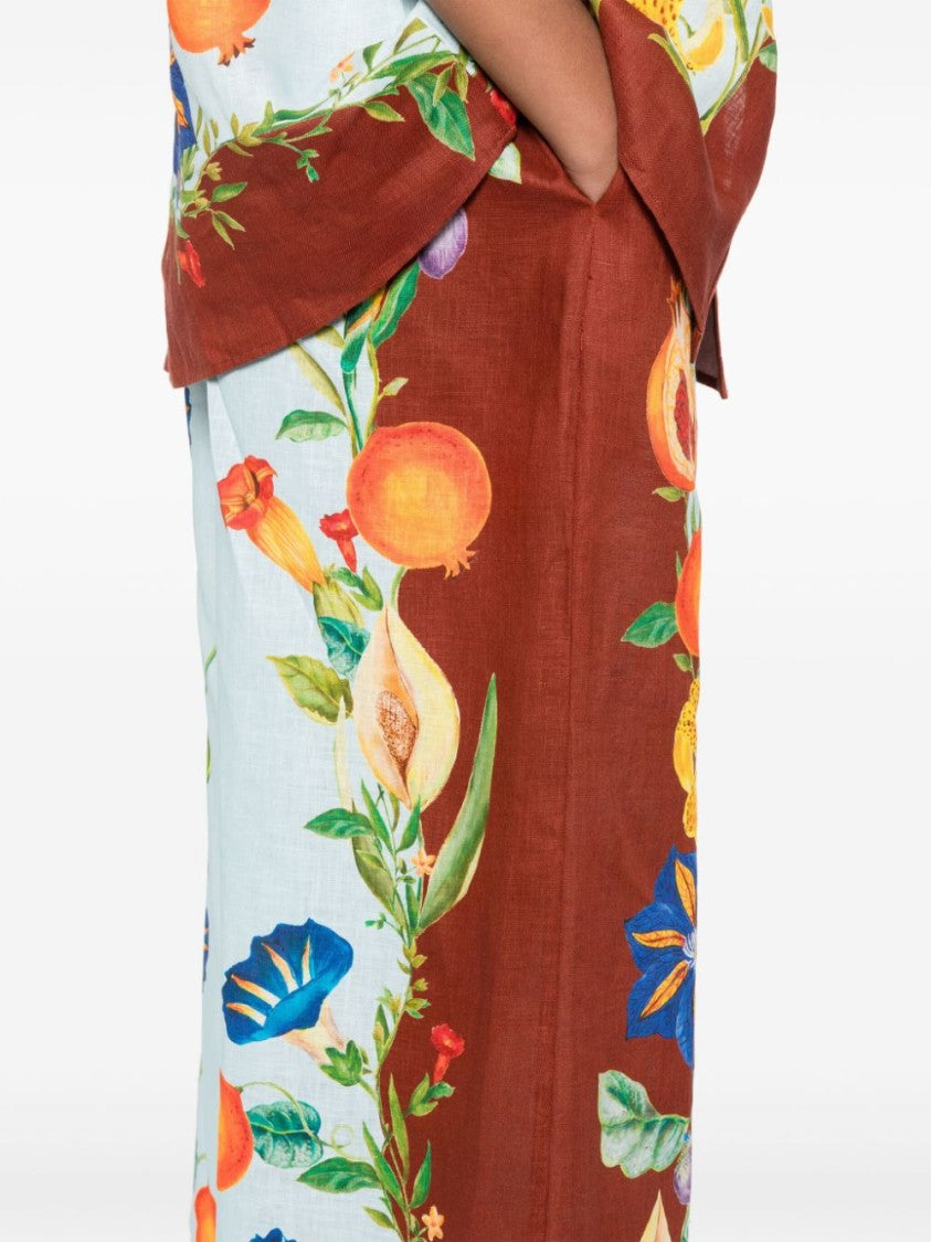 Alemais Rich Chocolate Brown Dahlia Linen Trousers