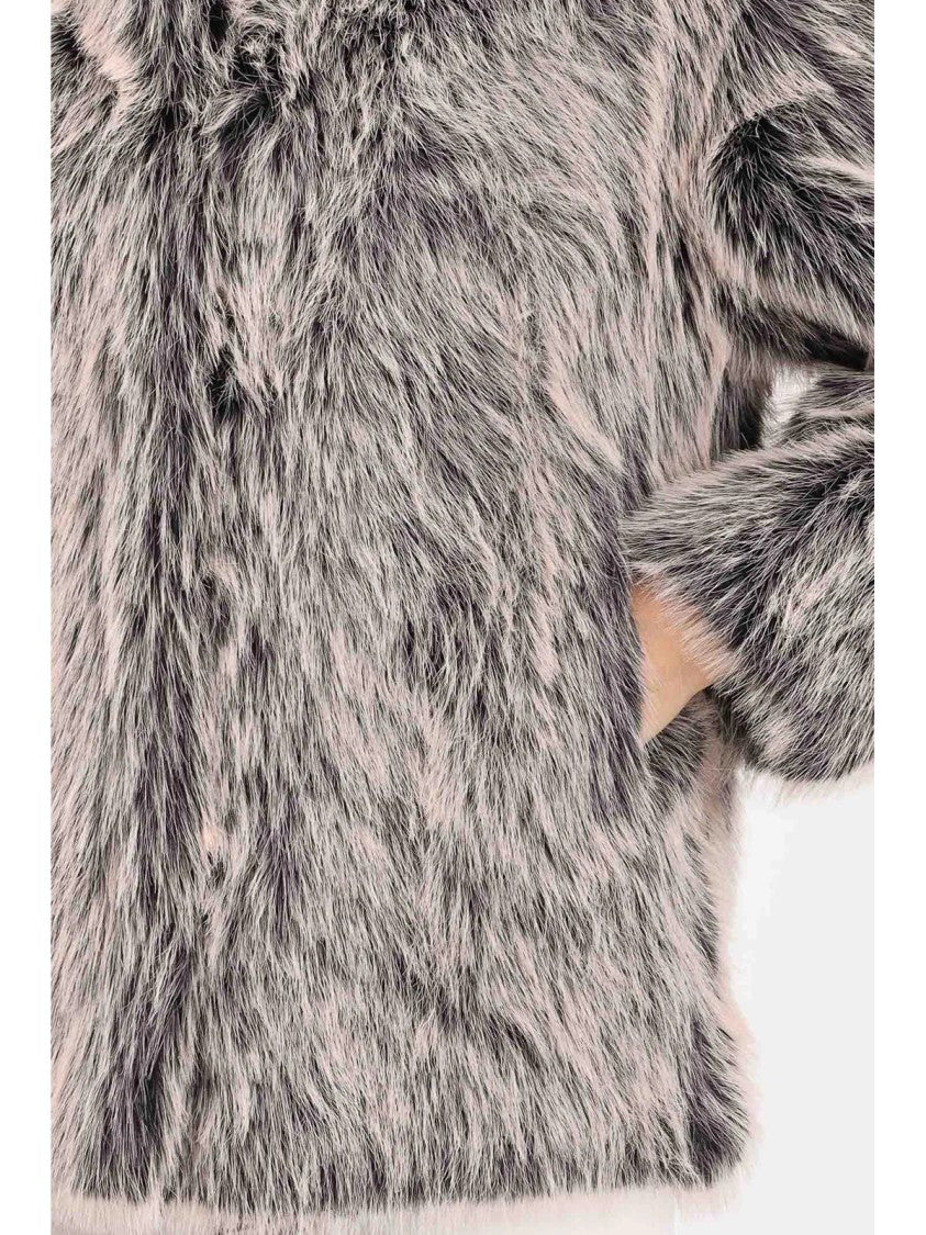 Patrizia Pepe Pink Polyester Faux Fur Coat
