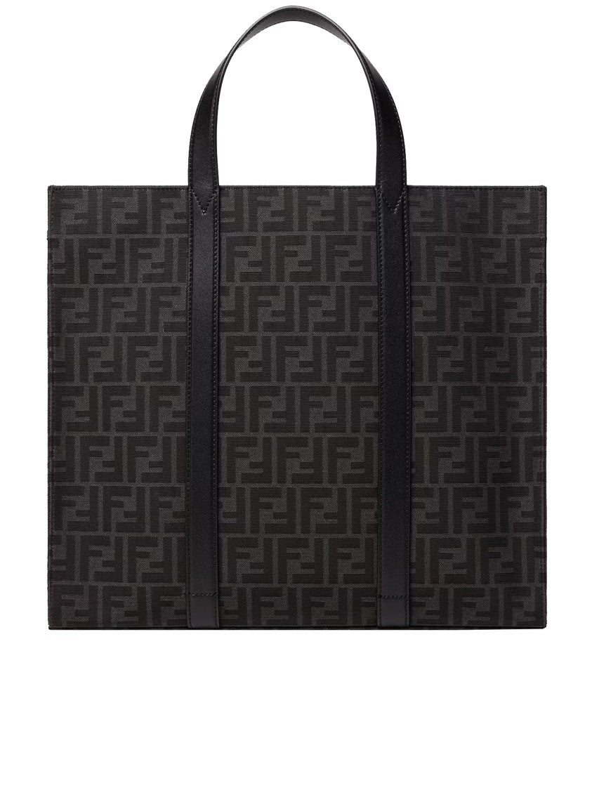 Fendi Structured Ff Monogram Leather Accents Tote