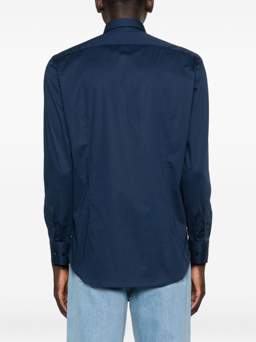 Etro Tailored Blue Stretch Cotton Shirt