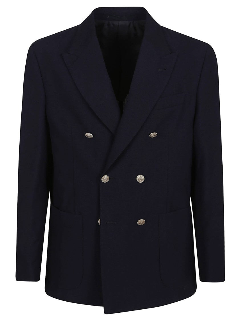 Eleventy Double-Breasted Jacket With Wide Lapels