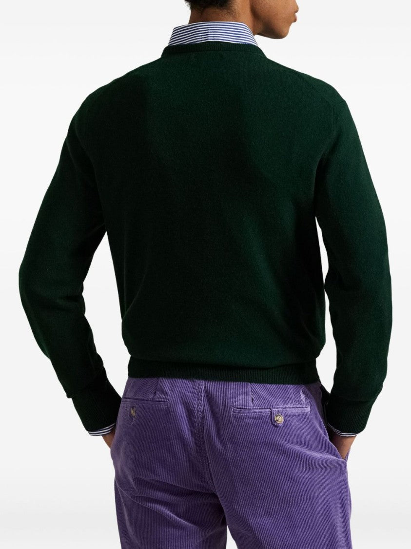 Polo Ralph Lauren Crew Neck Green Sweater With Embroidered Logo