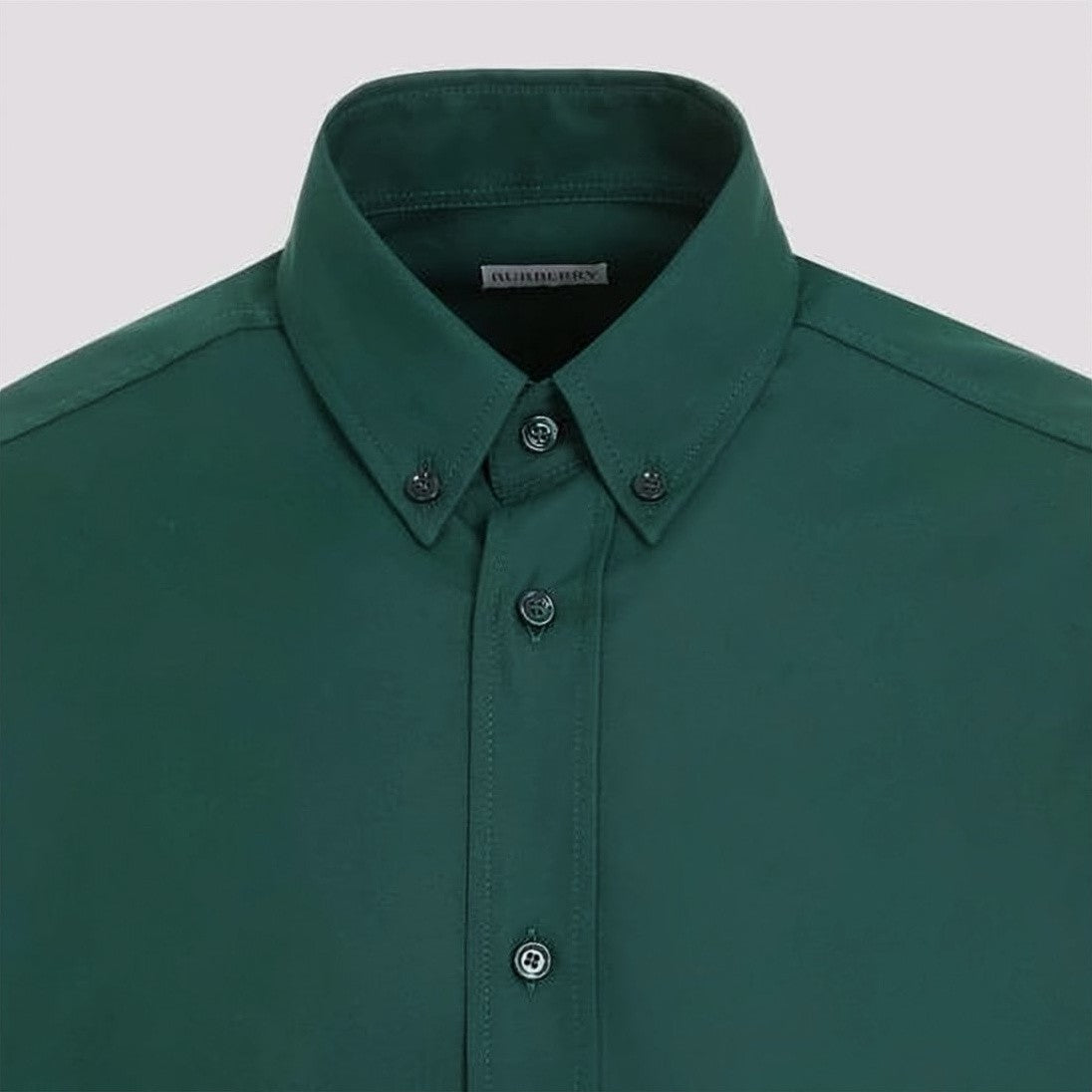 Burberry Long-Sleeve Deep Green Shirt With Button-Down Collar