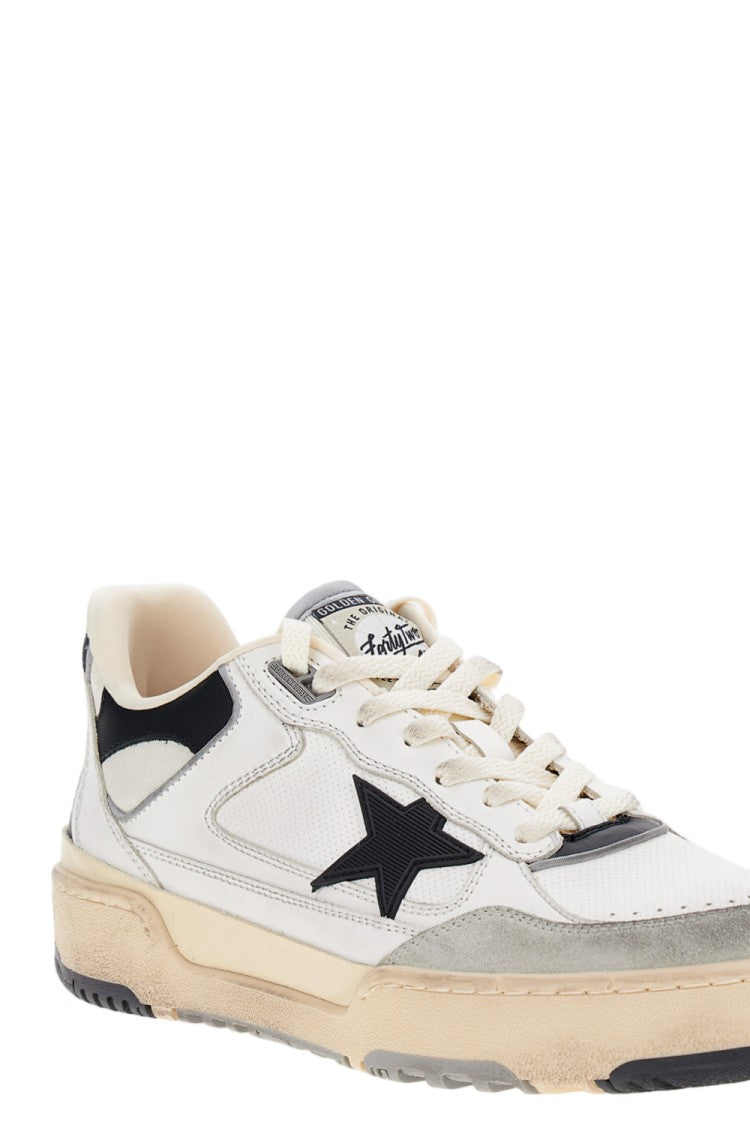 Golden Goose Buffalo Leather Low-Top Sneakers With Gold Accents
