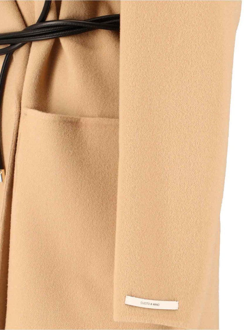 Sportmax Beige Long Coat In Virgin Wool