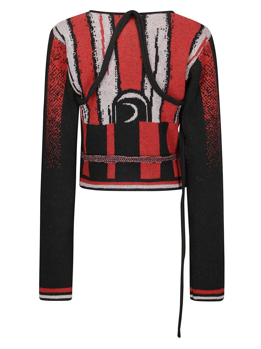 Ottolinger Short-Fit Cardigan With Side Ties And Abstract Texture