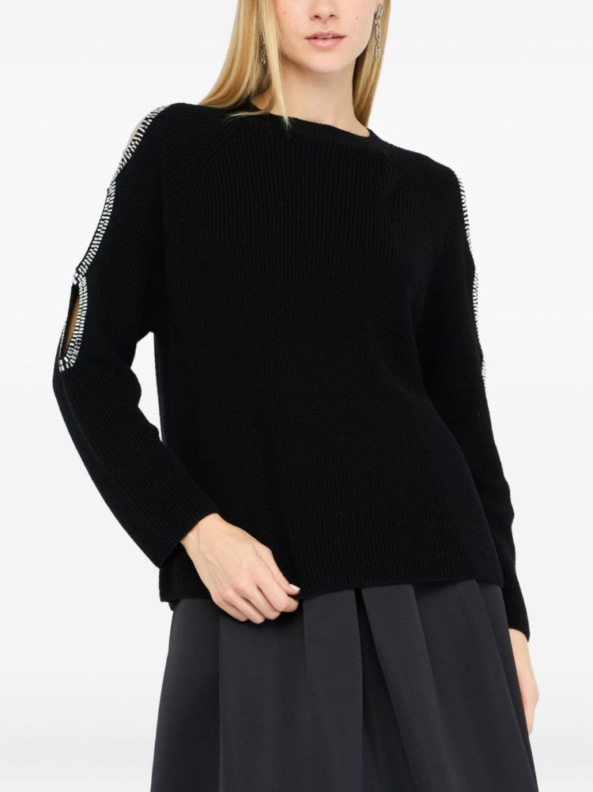Liu Jo Black Knitted Sweater With Cut-Out Details