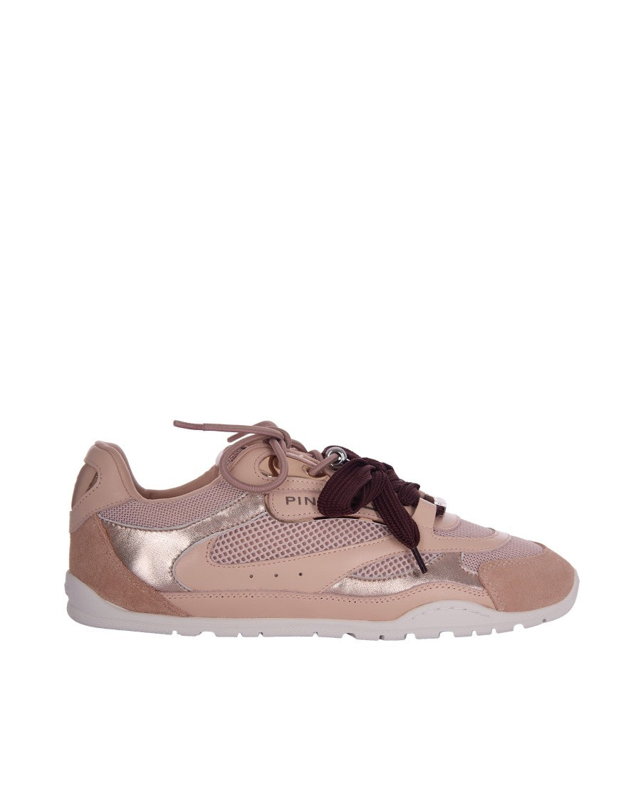 Pinko Nude Tonal Sneakers With Metallic Charms
