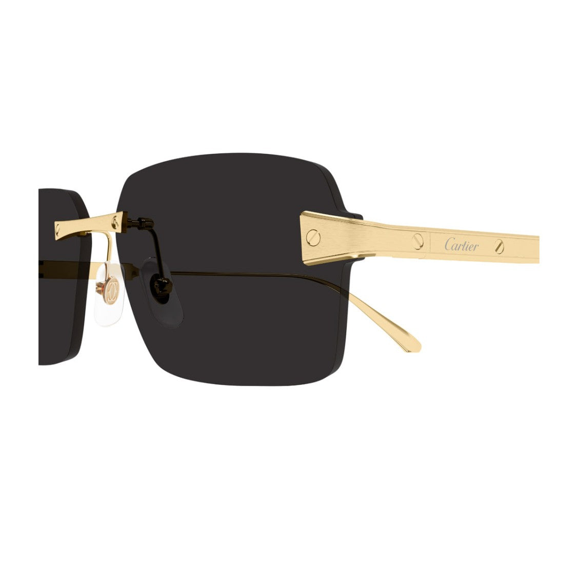 Cartier Gold Grey Titanium Rimless Sunglasses