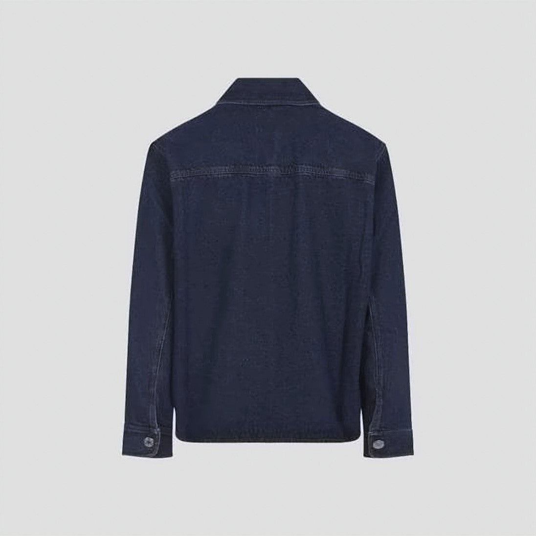 Ami Paris Tone-On-Tone Heart Logo Denim Overshirt In Deep Blue