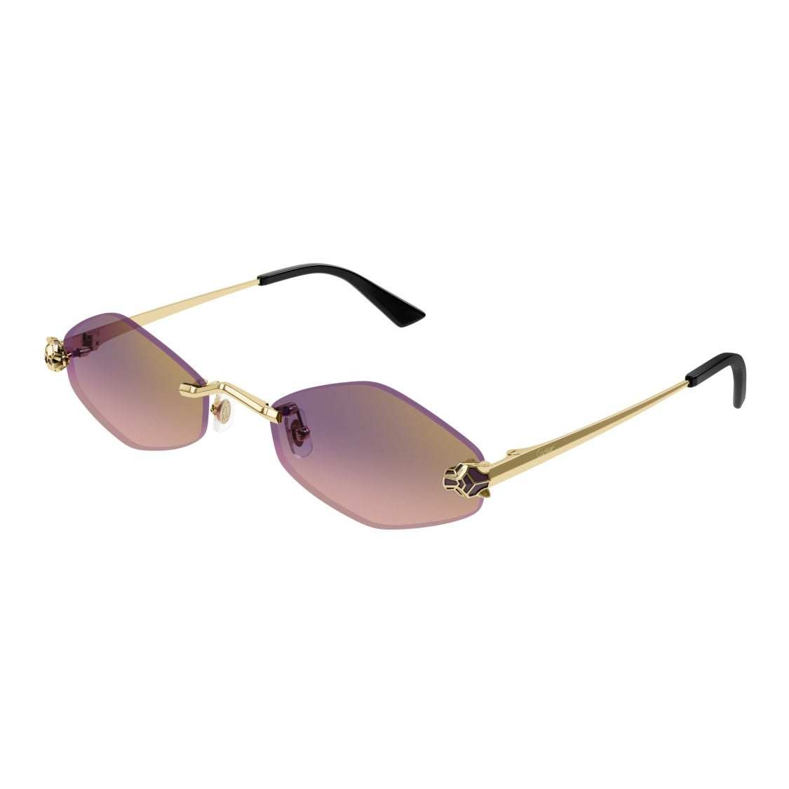 Cartier Rimless Hexagonal Gradient Sunglasses With Panther Motif