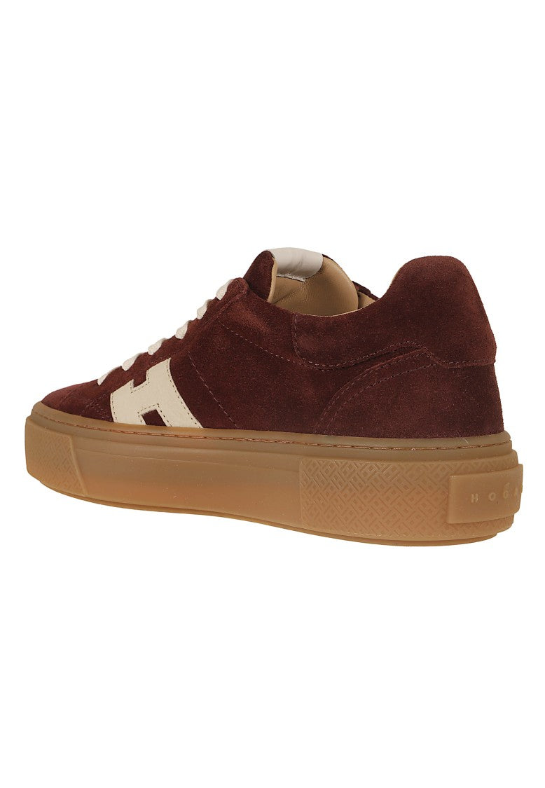 Hogan Burgundy H705 Suede Chunky Sneakers