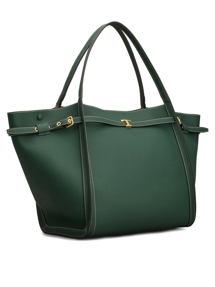 Tod's Deep Green Trapezoidal Leather Shoulder Bag