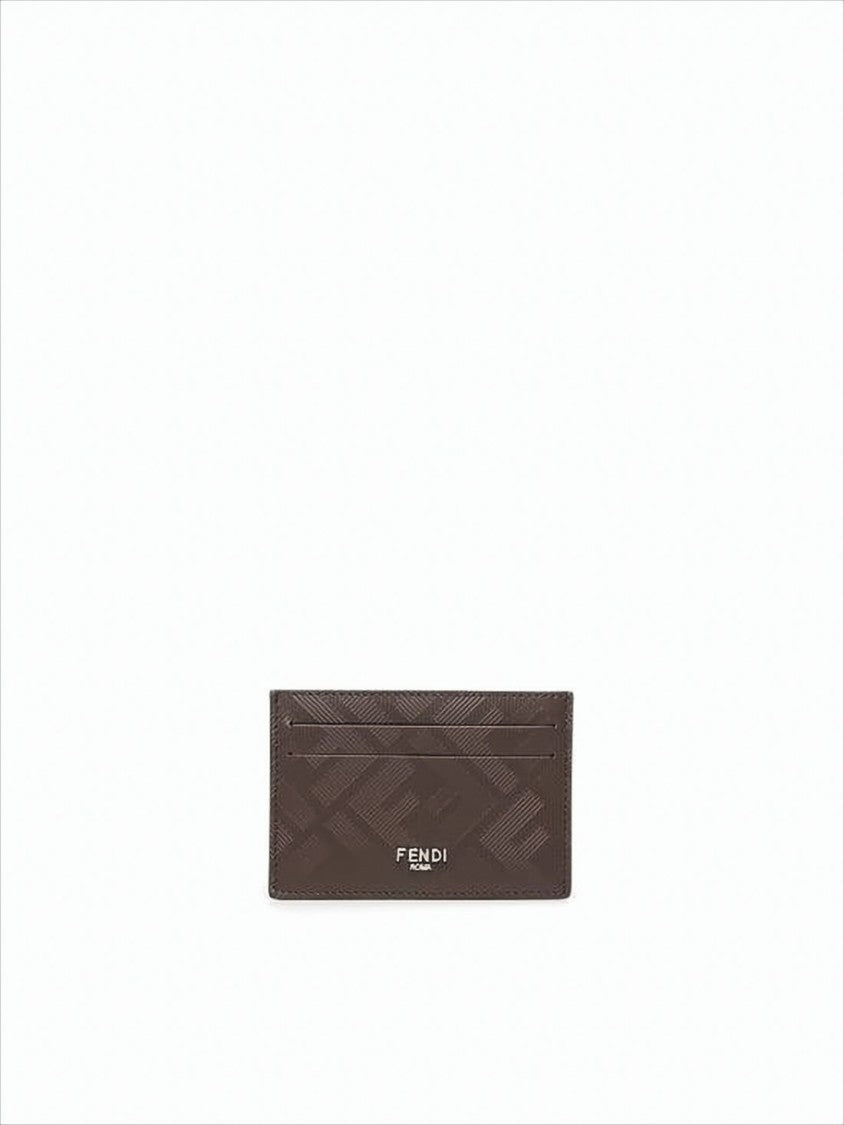 Fendi Textured Calf Leather Cardholder With Embossed Design